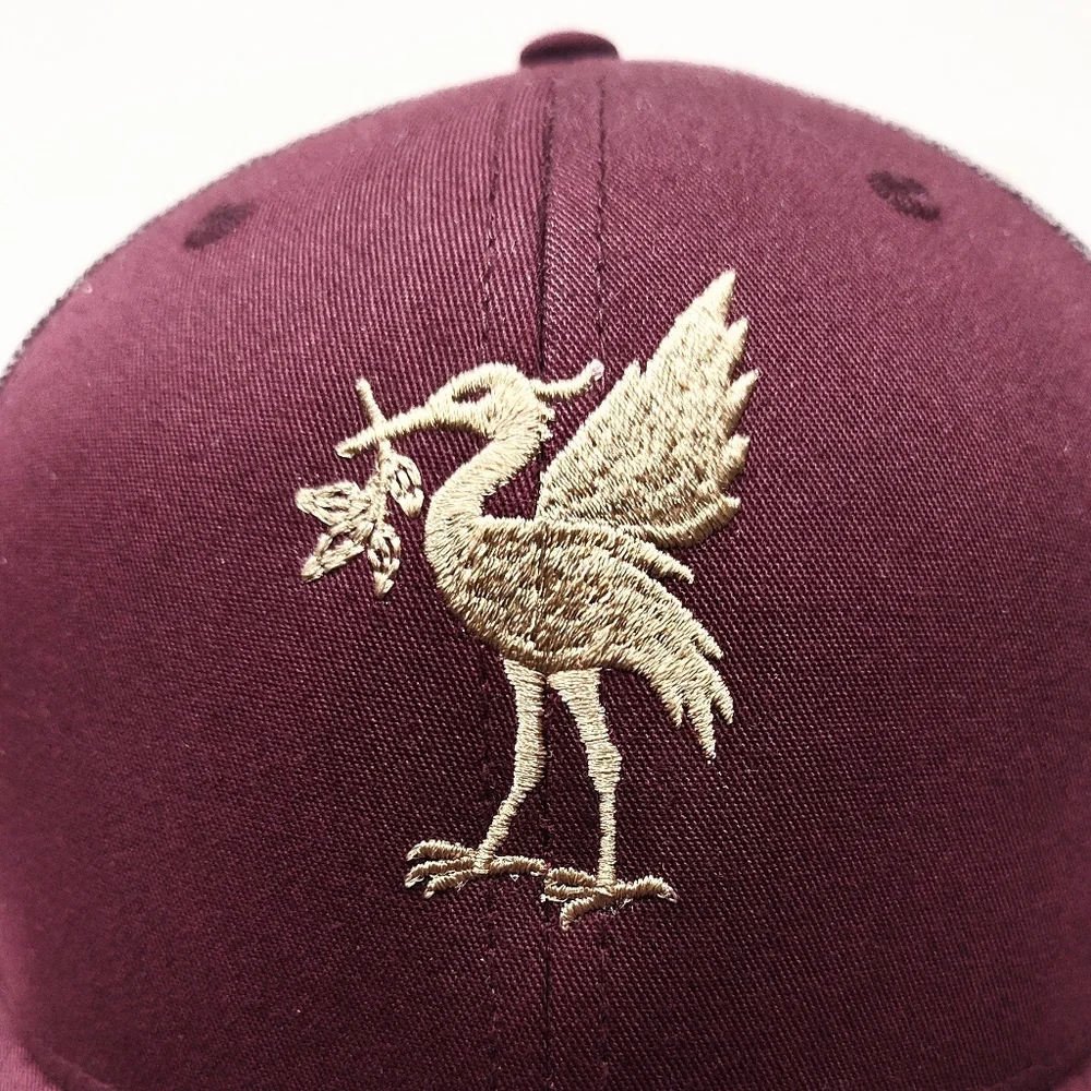 Liverpool FC Liver Bird Trucker Hat Burgundy Mesh Snapback Soccer Football Cap